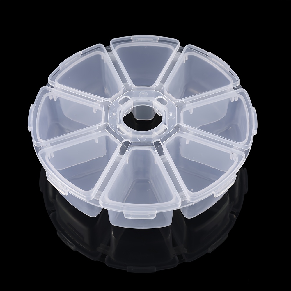 1pc Clear Round Plastic Jewelry Organizer - 8-compartment Bead Storage Box, Portable & Durable, Jewelry Making Display & Packaging Supplies, Beading & Jewelry Making