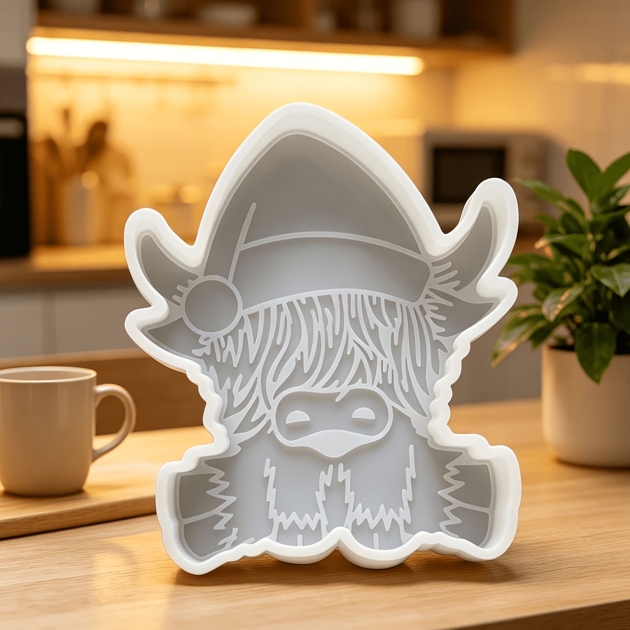 TEMU Car Ornaments Handmade Molds Highland Cow With Hat Silicone Mold, Highland Cow Soap Mold, Silicone Resin Molds For Candles, Soap, Clay, Gypsum,