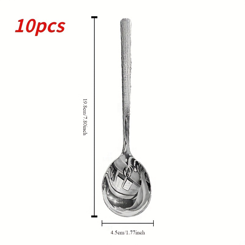 TEMU 10 Stainless Steel Spoons, Hammer Pattern Korean Spoons, Restaurant Western Spoons, Spoons, Meal Spoons, Spoons, Soup Spoons