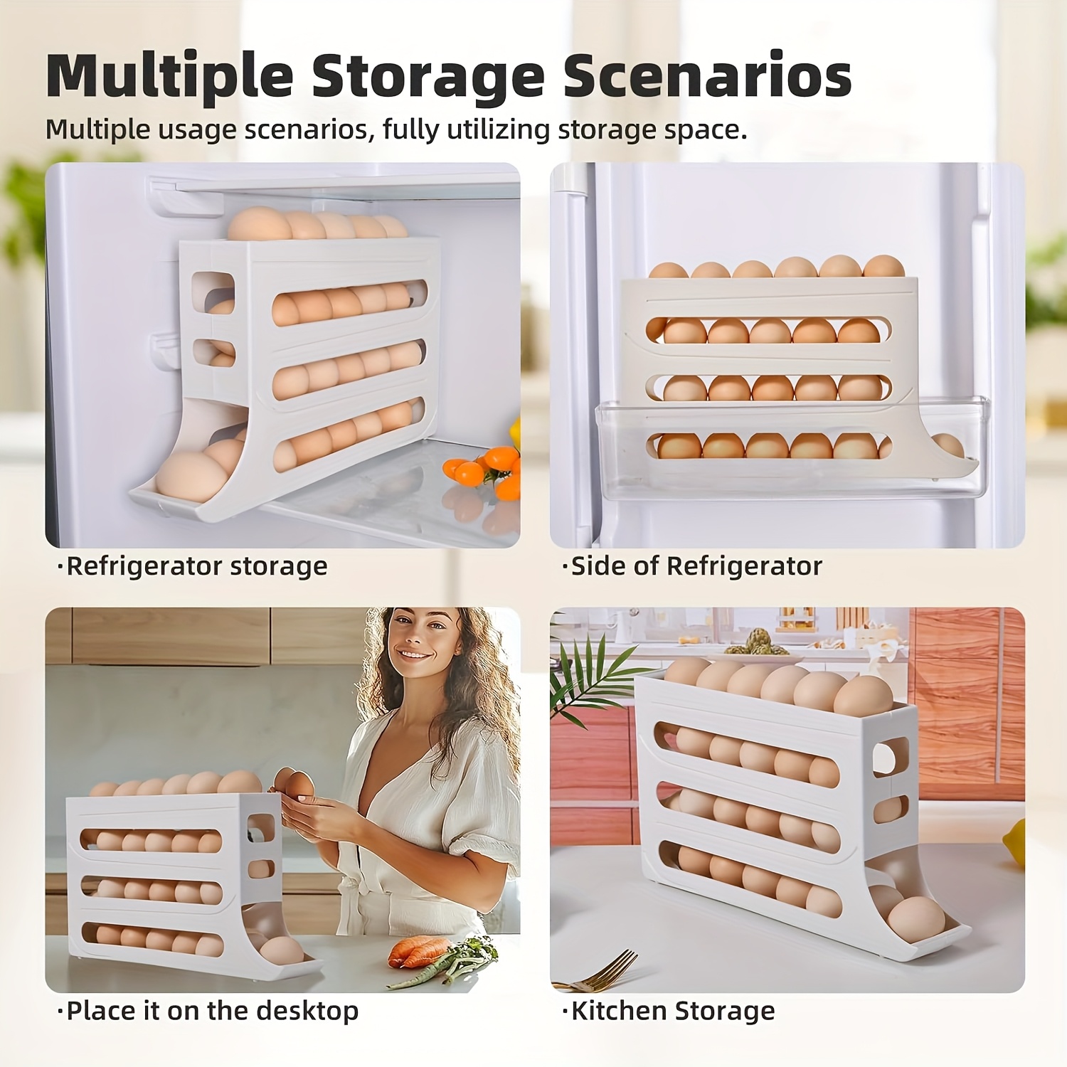 4 Tiers Egg Holder For Fridge, 2024 New Auto Rolling Fridge Egg Storage 30 Refrigerator Kichen Cab 57326b8d 0f0d 4429 8a00 74e79f51d679.53433e9050e89ce0eaa97cc41ff54a4e