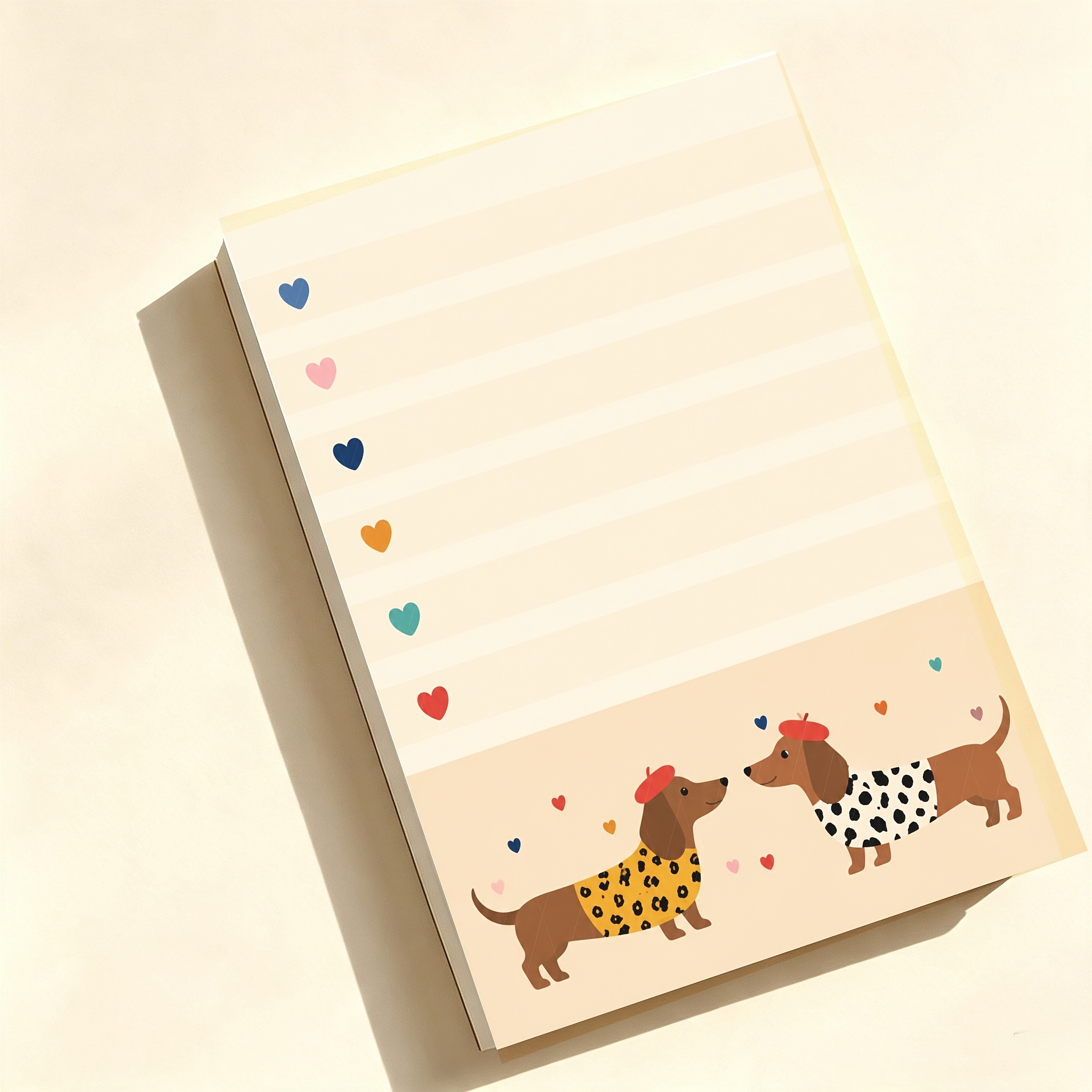 TEMU Non-sticky Cute Dachshund Memo Pad (50 Sheets), Dog Lover Checklist Notepad, Non-adhesive Tear-off Scratch Pad, Colorful Heart Lined For School,