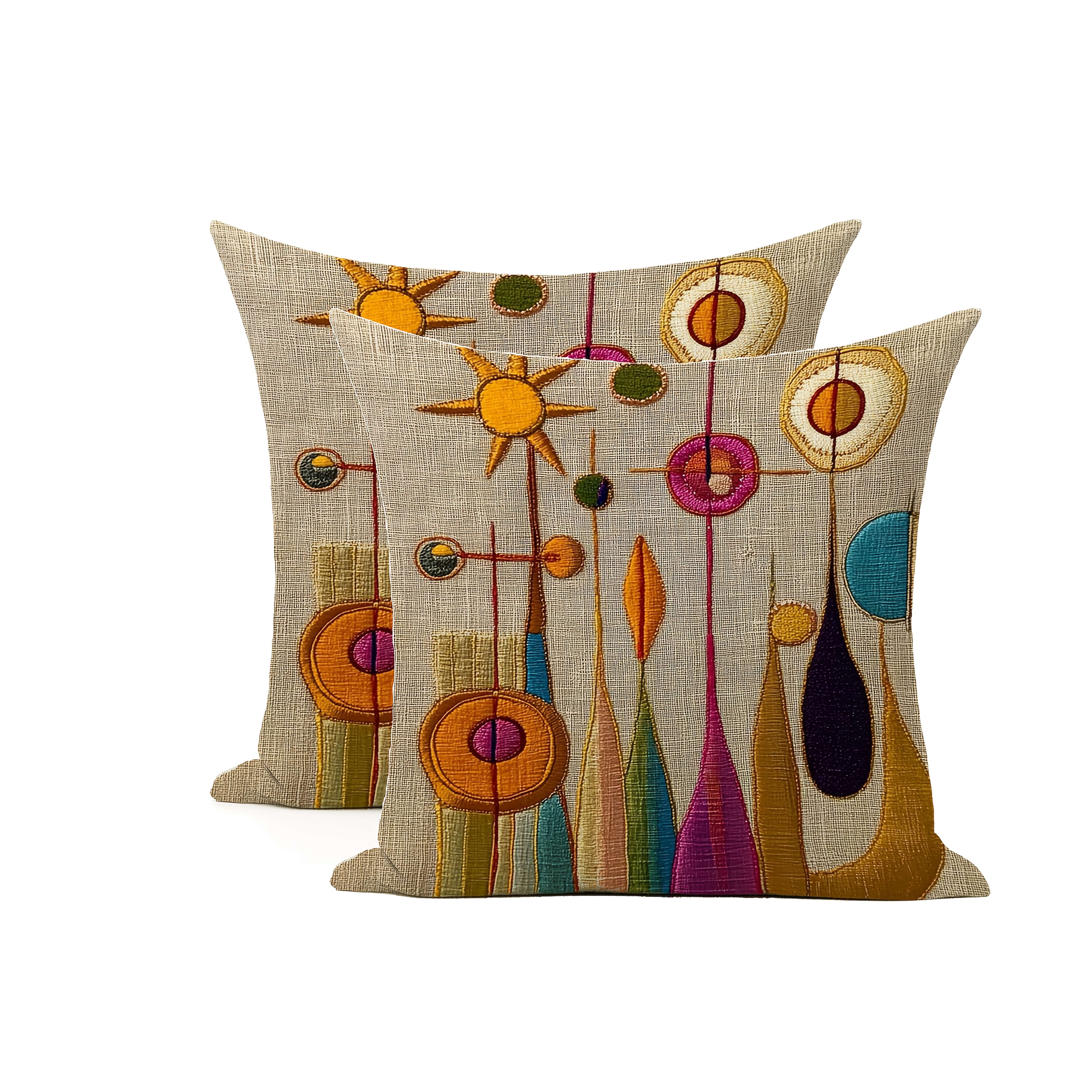 2pcs 1pc abstract geometric city linen print pattern