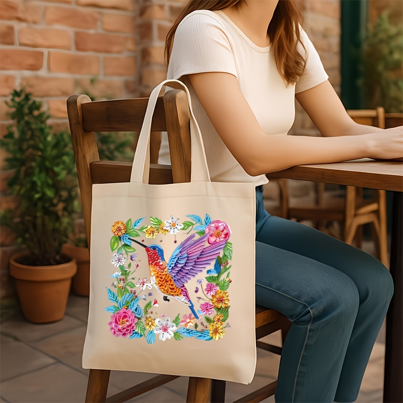 TEMU Kit de 1 Sac à Peinture Diamant DIY, Motif Coloré sur Sac en Toile. Kit de 1 Sac à Peinture Diamant DIY avec Motif de Peinture Diamant - Grand