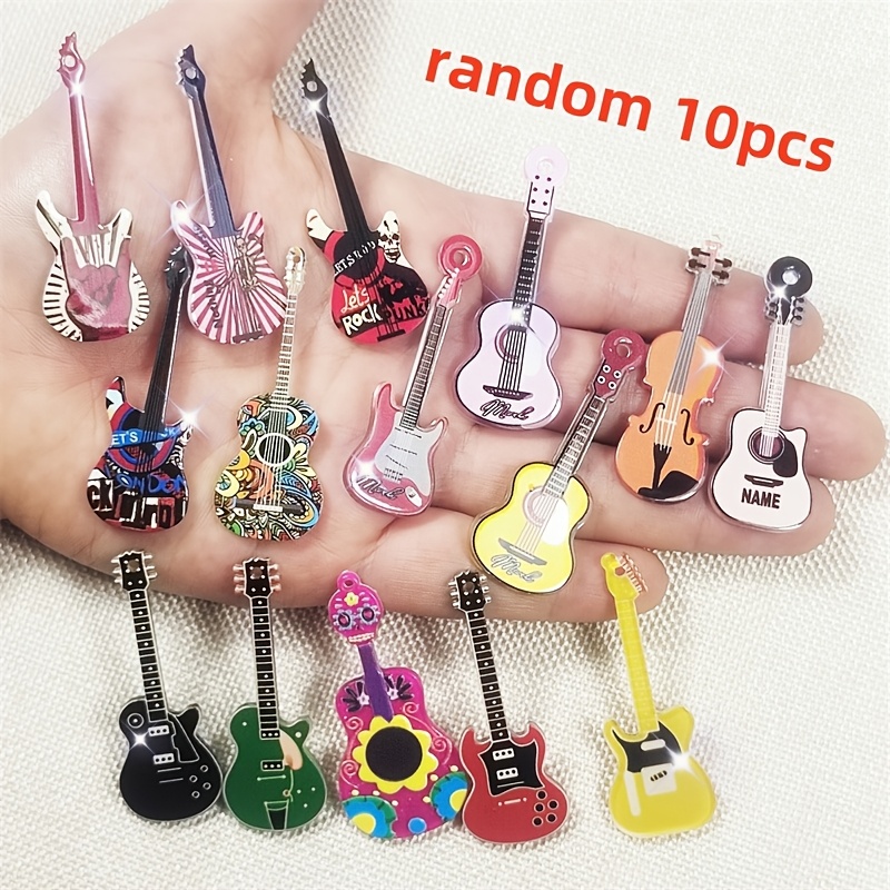 

Random 10pcs Mixed Color Guitar, Violin And Ukulele Acrylic Pendants, Diy Earrings And Keychains, Jewelry Making Ornaments And Accessories