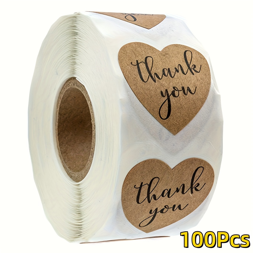 TEMU 100 Heart-shaped Sealing Stickers For Scrapbooking And Packaging, Made Of Natural Paper, Size 1 Inch