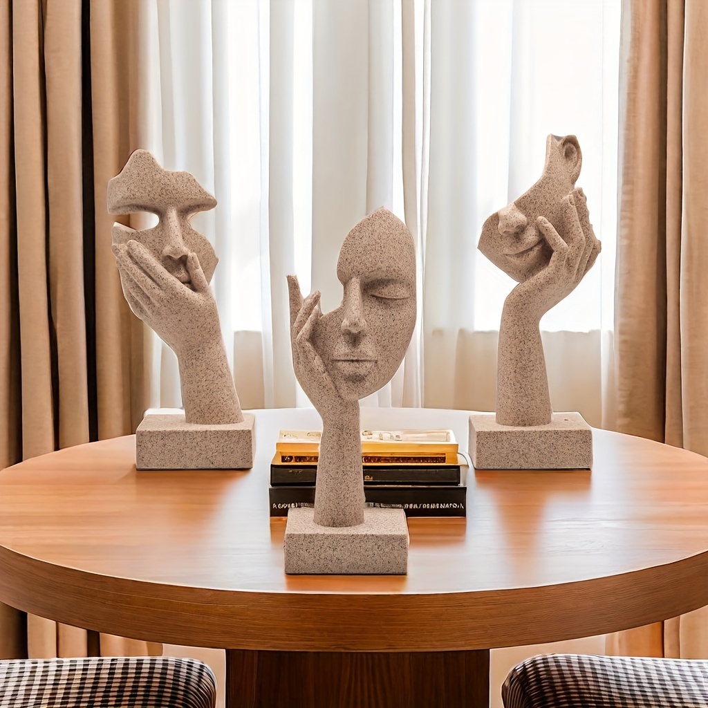 3pcs Abstract Mask Figurine Set - Resin , Ideal For Decor, Perfect For Living Room, Bedroom, Christmas | Great Gift For Study For Christmas,halloween Decorations,fall Home Decor Collectible Figurines
