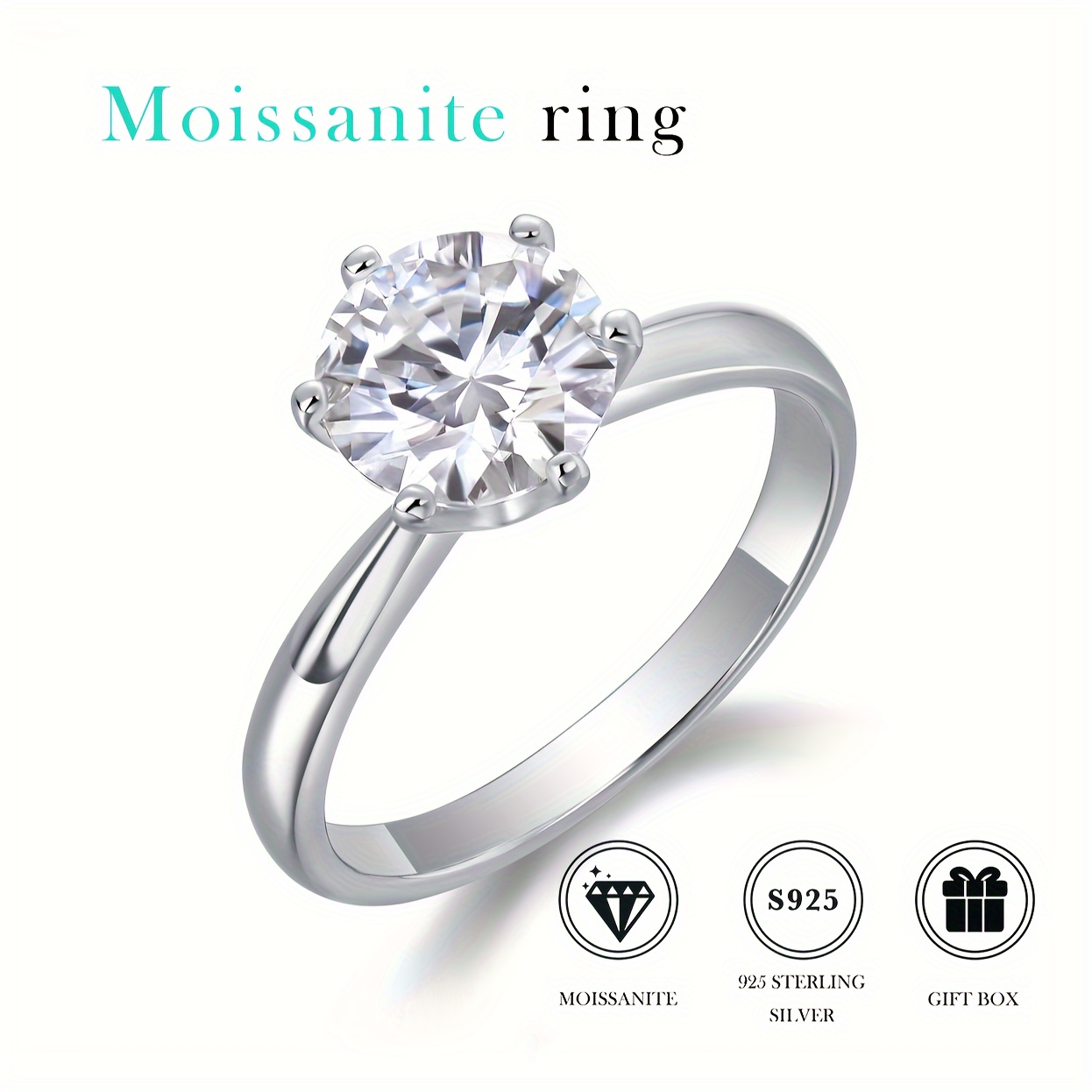 1/2/3/5ct Classic Ring, S925 Men Women Proposal Fashion Ring, Party  Engagement Wedding Anniversary Wedding Ring