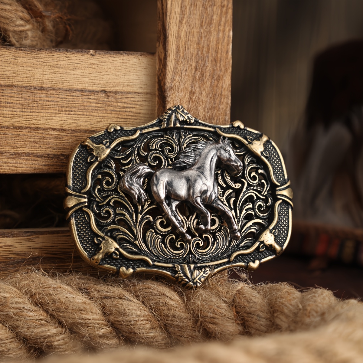VTG Rustic Australian Belt Buckle Add a touch of rustic charm with this unique genuine calf  main image 2