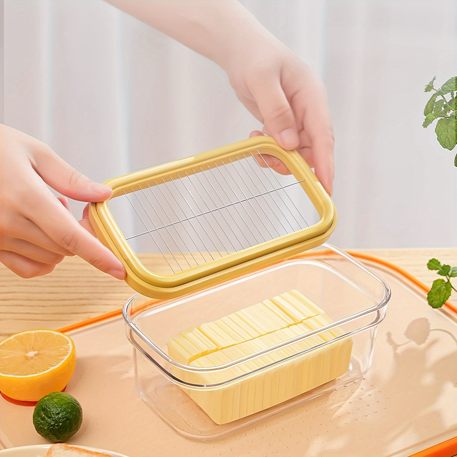 

Stainless Steel Butter Slicer With Cover - Durable Cheese Cutter, Manual Rectangular Blade For 3.5oz Sticks, Kitchen Gadget