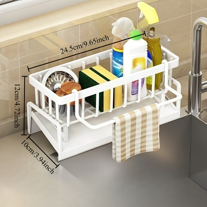 1 set of versatile dish cloth and sponge holder made from pp material compact long lasting easy to clean designed to mount on faucets ideal for organizing and storing in kitchens and bathrooms 1