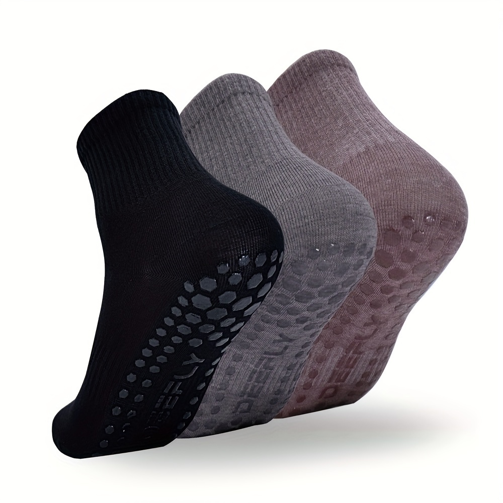 

3 Pairs Of Mid-calf Yoga Socks For Women, Breathable, Comfortable, And Non-slip For Pilates.