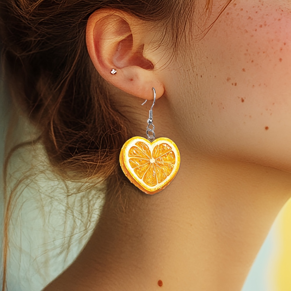 Orange Slice Earrings Lightweight Acrylic Beach Party Jewelry