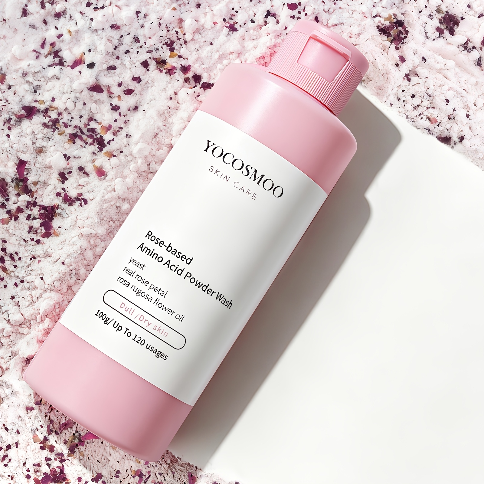 Image of Yocosmoo Rose-based Amino Acid Powder Wash Exfoliating Skin With Petal Enzyme Powder Cleanser Rose Powder Facial Cleanser