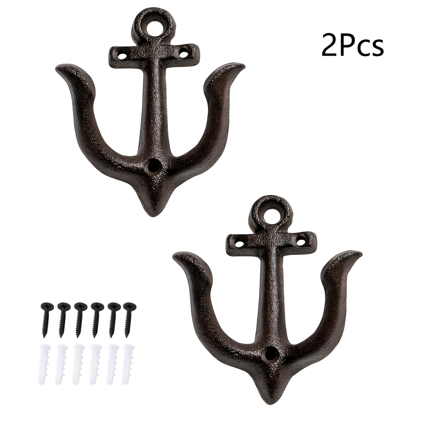 TEMU 2 Heavy-duty Nautical Style Bath Towel, Clothing, Trousers, Keychain Hooks, Decorative Wall-mounted Metal Bathroom Towel, Coat Hooks, Clothes
