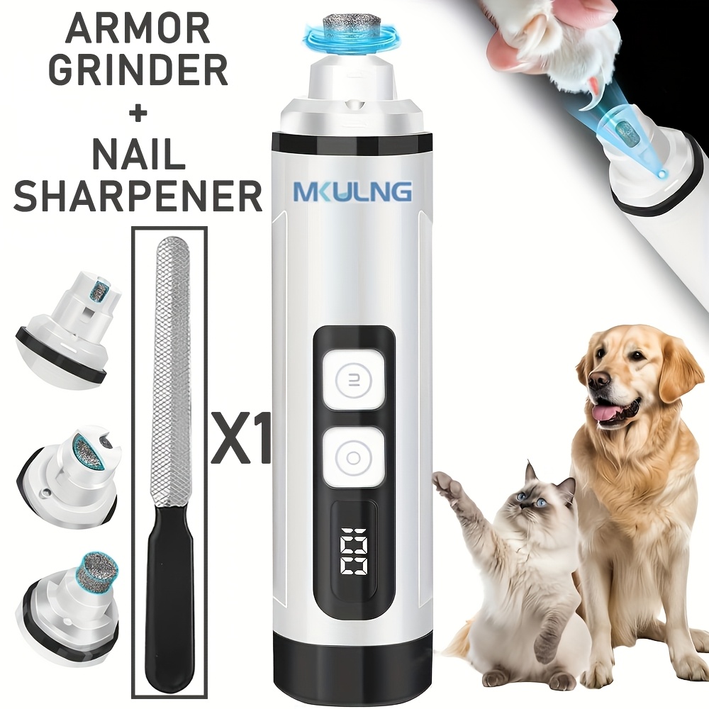 TEMU LED-beleuchteter leiser Hundekrallenschleifer im Upgrade-Design – Haustier-Nagelschleifer mit Schleifscheiben-Set, professioneller