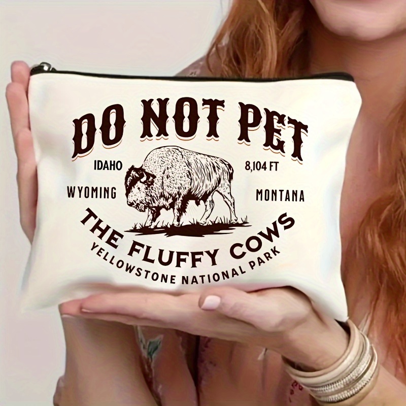 

Wyoming & Montana Bison-themed Waterproof Makeup Bag - Spacious, Durable Polyester Cosmetic Pouch With Double-sided Print, Perfect Gift For Cattle Enthusiasts Cow Print Makeup Bag