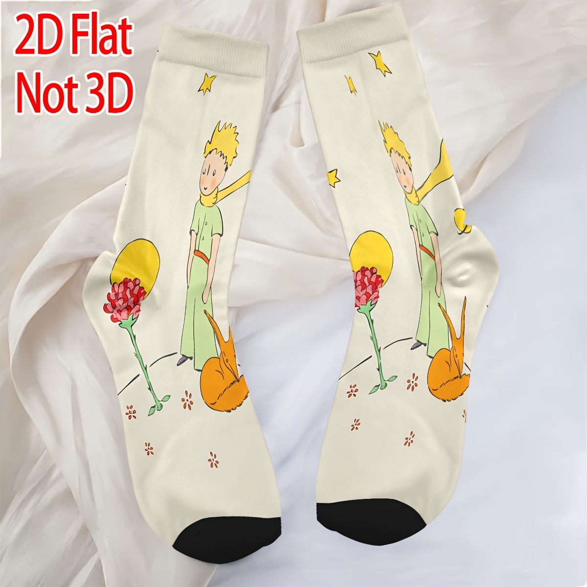 TEMU 2d Flat, Socks, Le , Patterned Decorative Socks, Suitable For, Casual Matching, Party Gathering, Travel Outing, Daily Use, Comfortable And Soft,