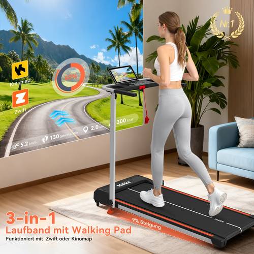 faltbares laufband für zuhause mit 0,75 motor, 1-12 km/h geschwindigkeit, leises, kompaktes design, manuelle steigung, großes led-display, 100×38 cm laufband, max. belastung 100 kg, ohne batterie