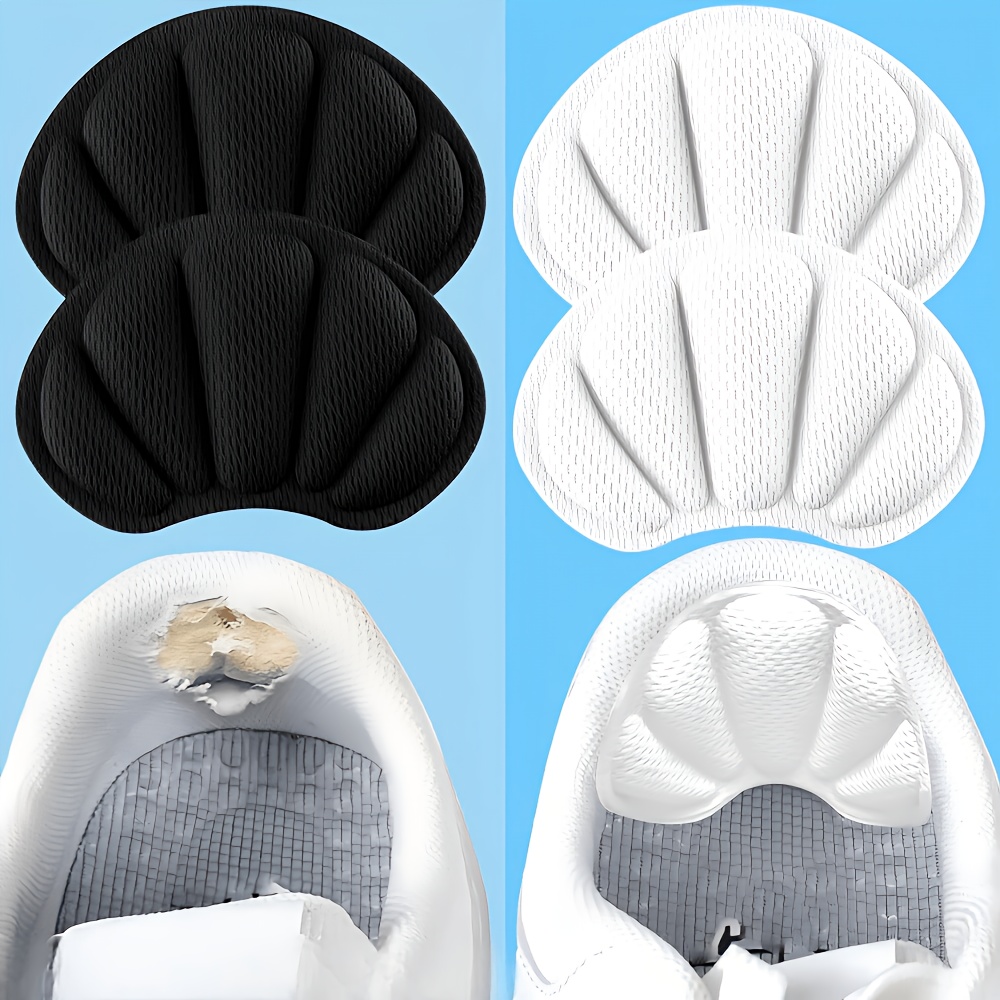 4-Pack Self-Adhesive Sneaker Repair Patches, Suitable for Sneakers, Self-Adhesive Heel Repair Patches for Shoe Heel Holes, Black/White Self-Adhesive Heel Pads, Anti-Wear Heel Liners to Cover Worn Areas on the Back of Sneakers