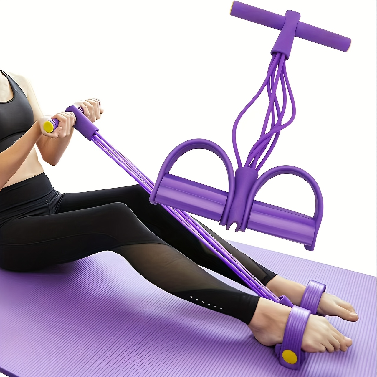 Image of 1 Multifunctional Resistance Band, 6 Tube Elastic Yoga Resistance Bands, Fitness Equipment For Stretching The Abdomen, Waist, , And Legs -- Easter Gift