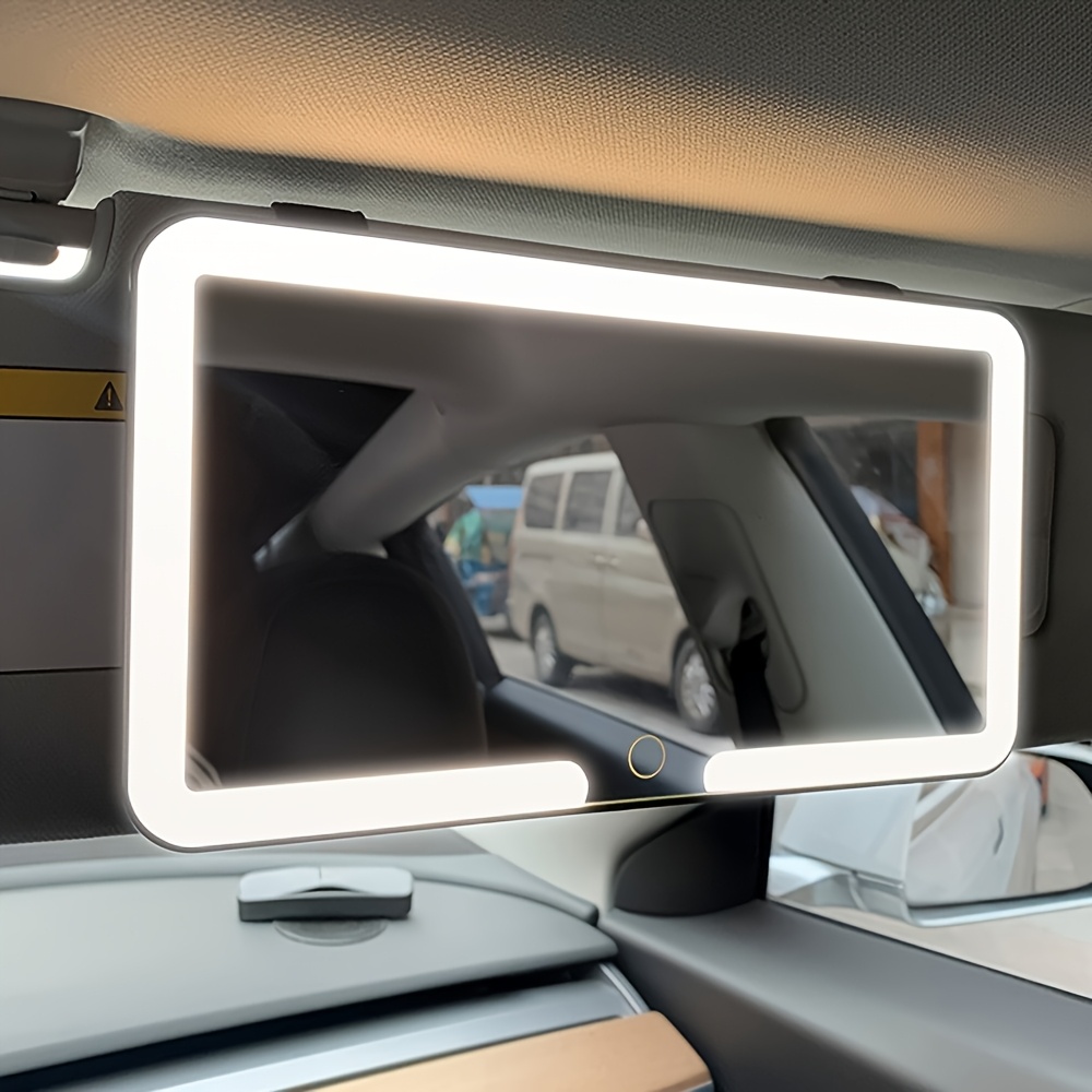 TEMU Car Sun Visor Makeup Mirror Usb-powered With Included Charging Cable Features 3 Light And Suitable For Cars, Trucks, And Suvs Perfect Gift For