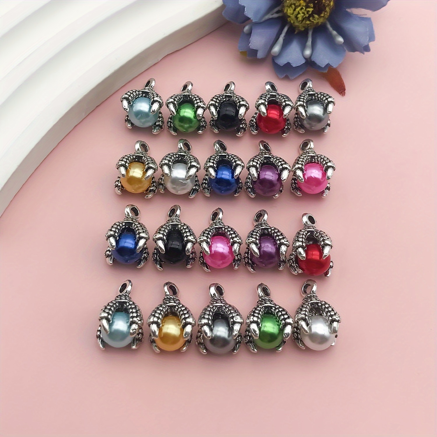 

20pcs 10 Colors 12x15mm Alloy Dragon Claw With Ball Charms For Diy Necklaces Bracelets Earrings Jewelry Making