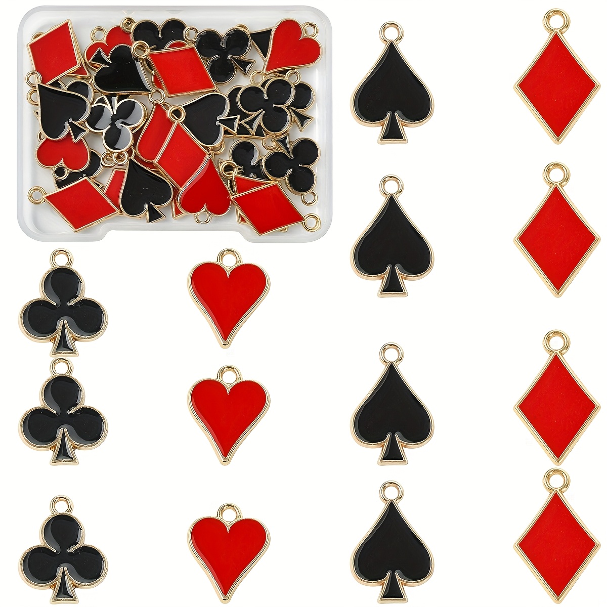 TEMU 32pcs Of 4 Styles Alloy Drip Oil Pendants Rhombus Heart And Clover Charms Suitable For Bracelet Necklace Earring Making