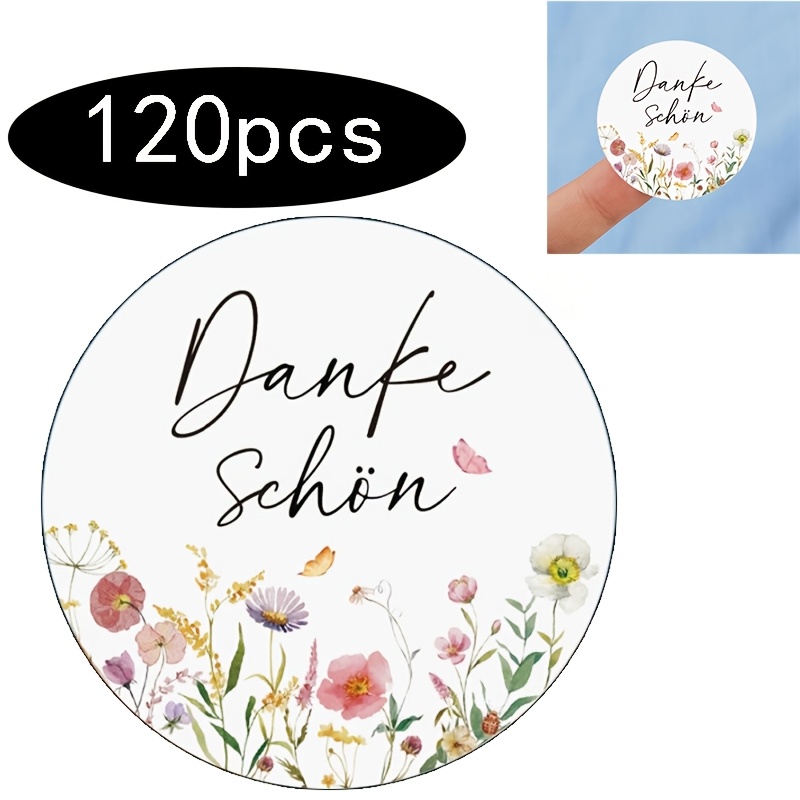 Image of 120-pack Thank You Stickers, 4 Cm - Floral Style Thank You Labels - Self-adhesive Thank You Tags - Suitable For Paper Bags, Gift Wrapping, And Envelopes