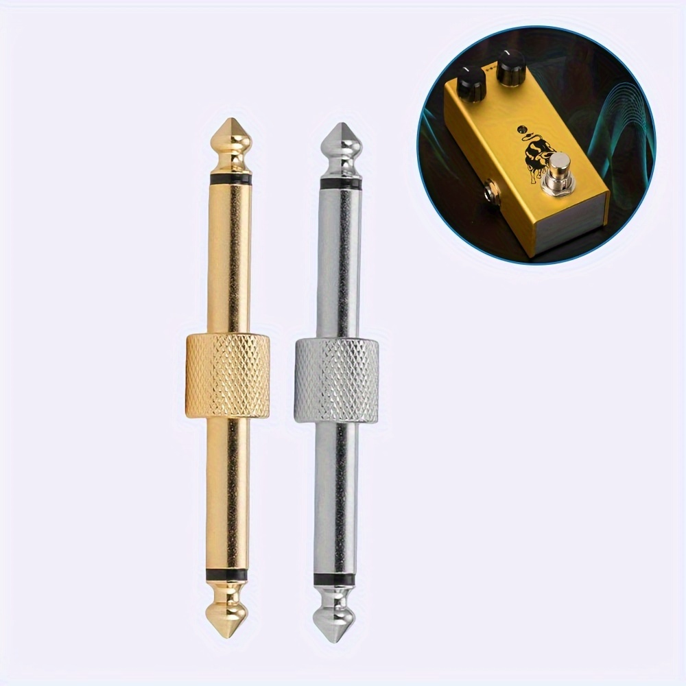 

Guitar Pedal Coupler 1/ 4 Inch Effect Pedal To Pedal Connector Guitar Pedal Connector Gold Plated 6.35mm Male To Male Straight Type Plug For Guitar Pedalboard To Space Saving