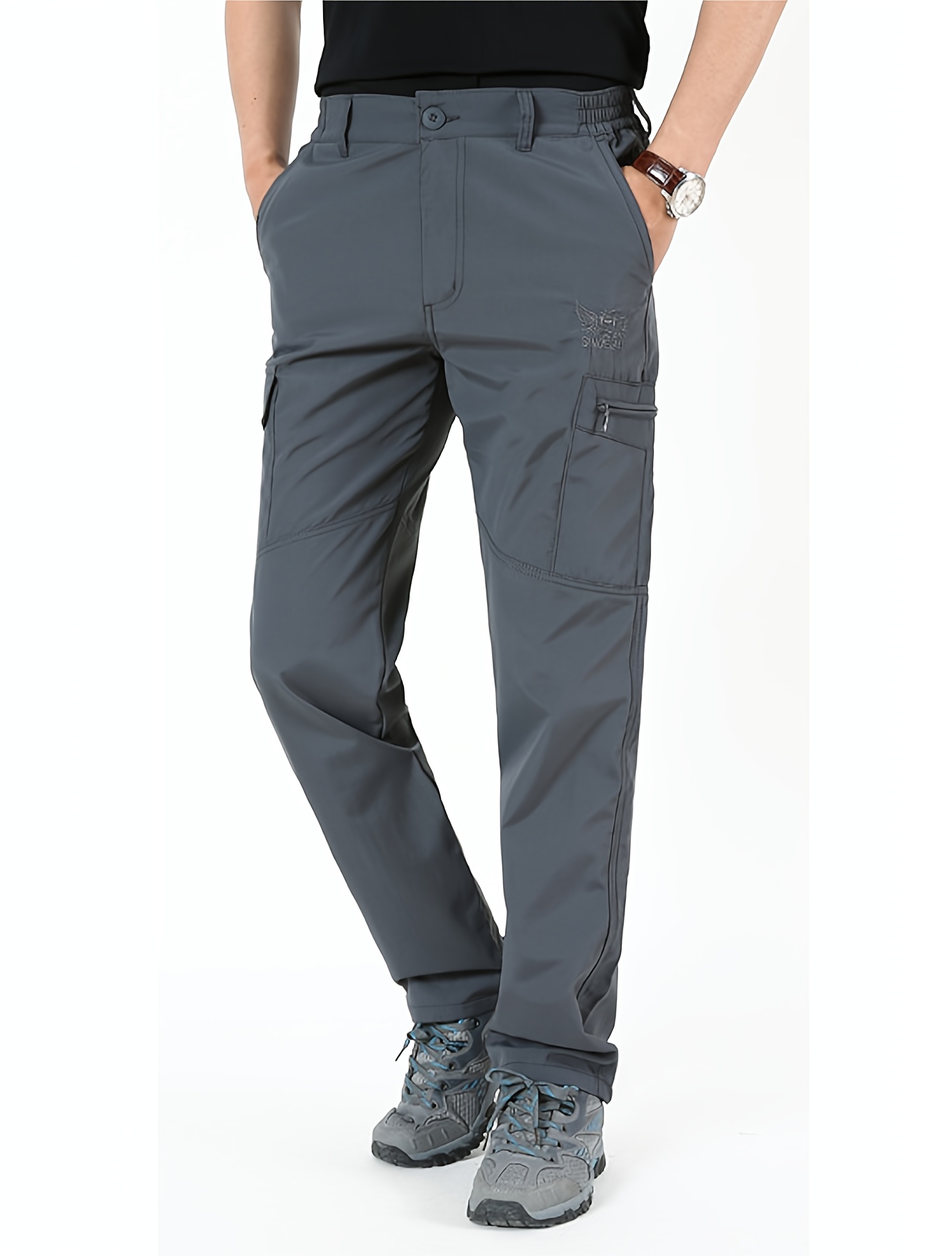 summer thin quick dry mens outdoor breathable long trousers high quality embroidery casual multi pocket cargo pants softshell pants