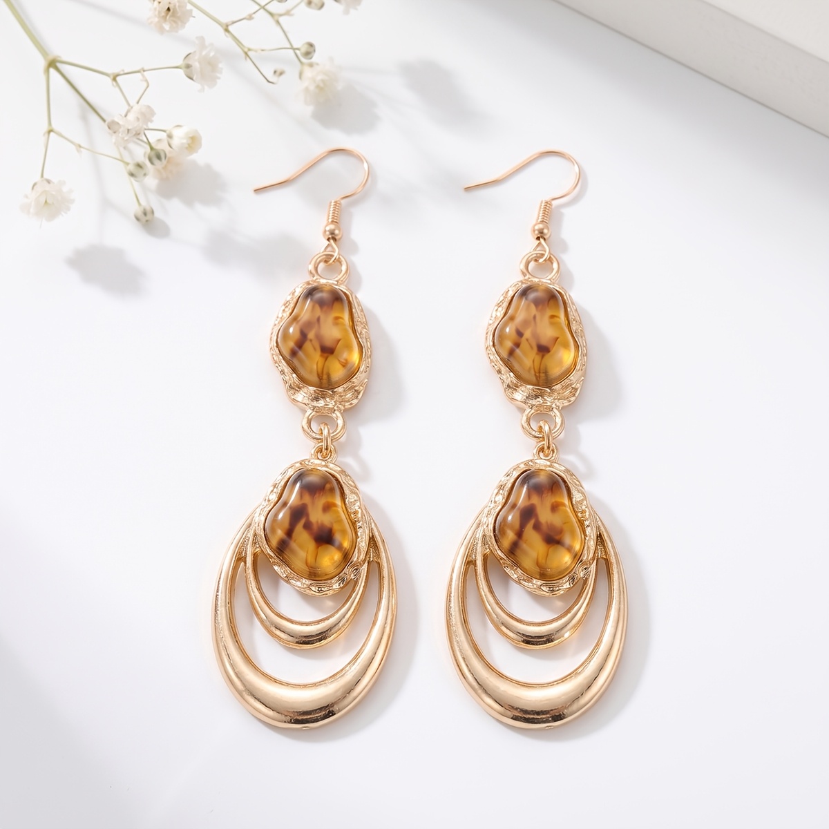 Vintage Multi-Layer Oval Hoop Drop Earrings, Elegant Gift