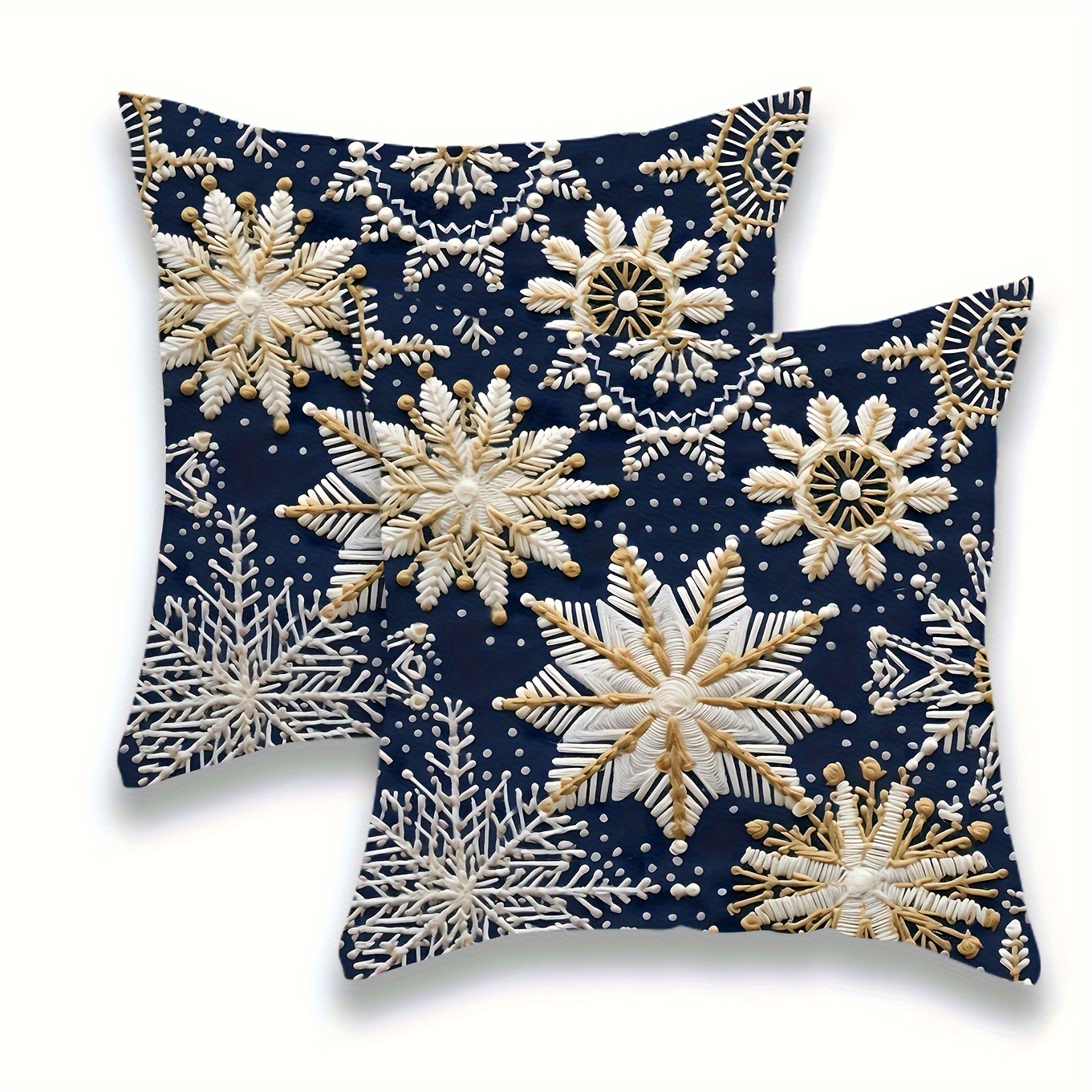 

2pcs Christmas Cushion Covers, 18x18 Inches, Printed Blue And , , Machine Washable, Zipper Opening, Polyester, Sofa And Bedding Home Decoration, No Lining