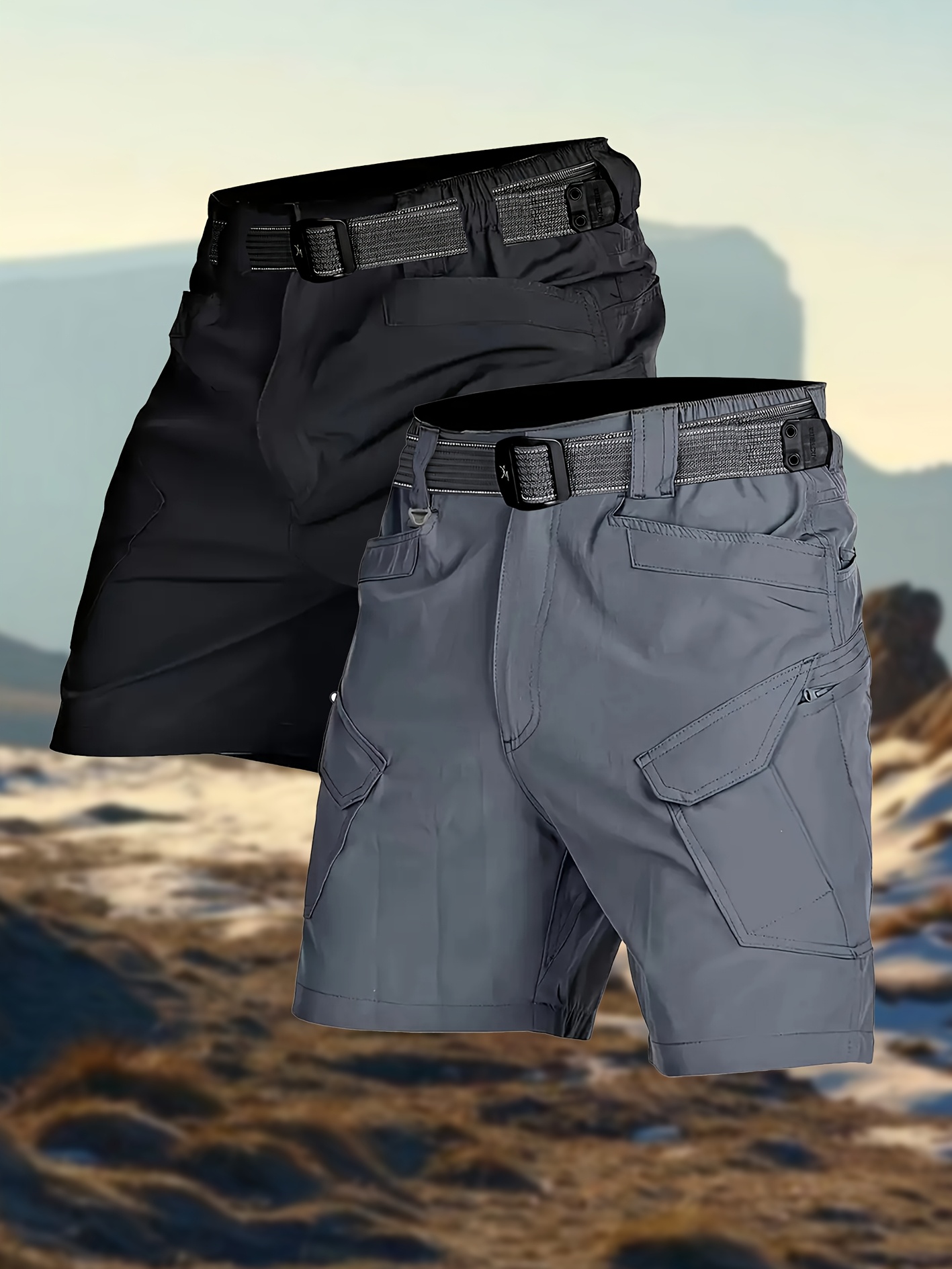mens nylon cargo shorts sold on Temu United States