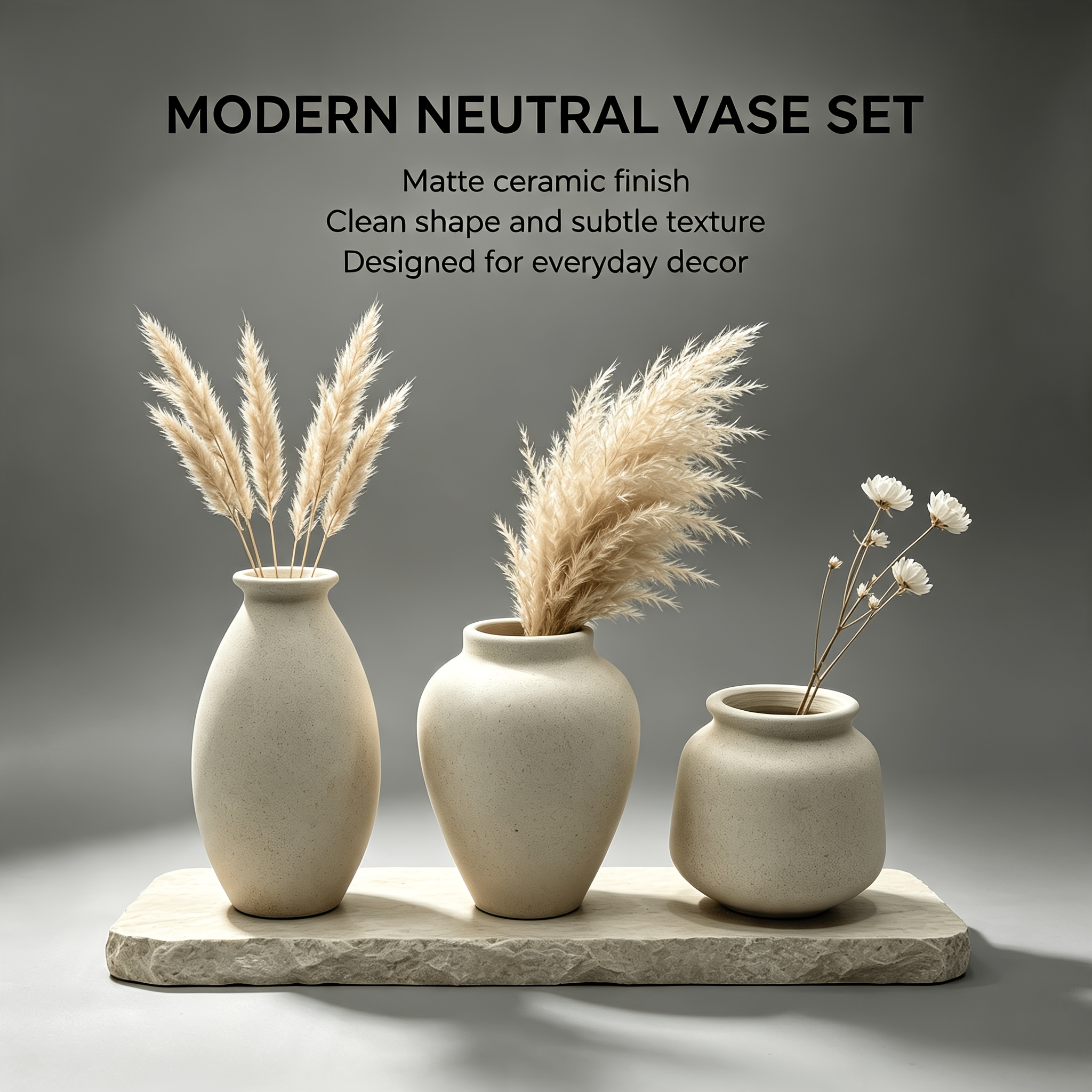 TEMU 3pcs Handmade Ceramic Vase Suitable For Dried Flowers, Matte Beige Rough Stoneware Mini Vases With Clay Texture, Nordic Japandi Rustic Tabletop