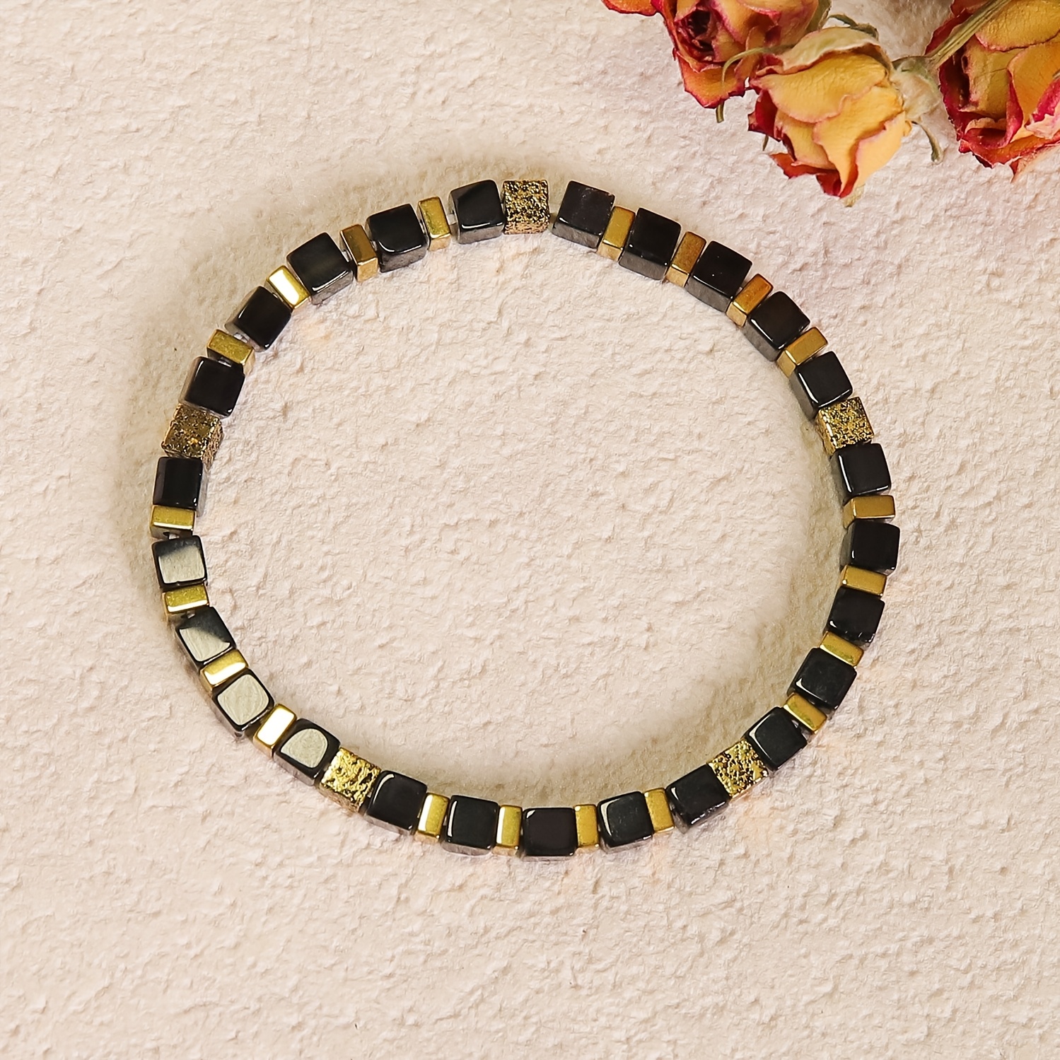 Handmade Black Onyx Stretch Bracelet, Unisex Daily Wear
