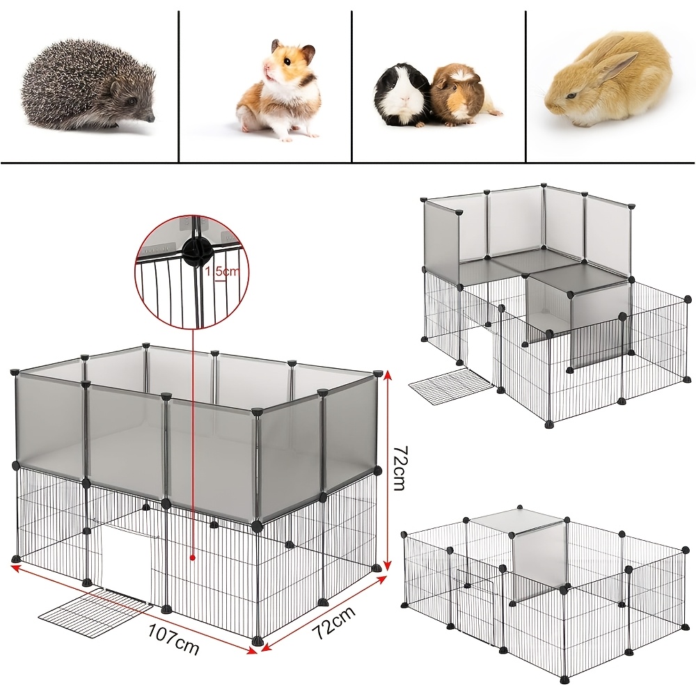 Image of Easy Diy Assemblable Small Animal Playpen With Door - Indoor/outdoor Pet Pen Suitable For Small Dogs & Rabbits, Lightweight & Sturdy, Quick Setup For Puppies, Kittens, Hamsters, Easy- Enclosure