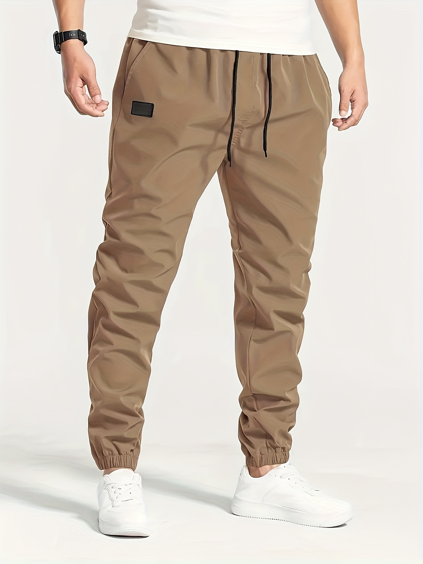 Khaki Joggers With Side Pockets Mens Jogger Pants Black Casual