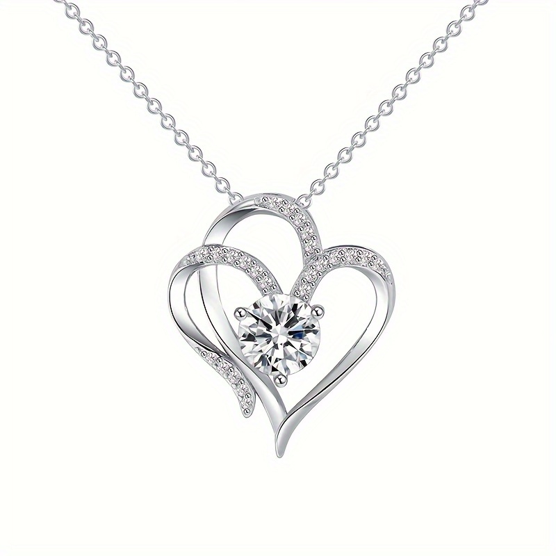 

Charming Heart-shaped Pendant Necklace Inlaid With Shiny Zirconia Perfect Romantic Gift For Valentines Day Or Anniversary