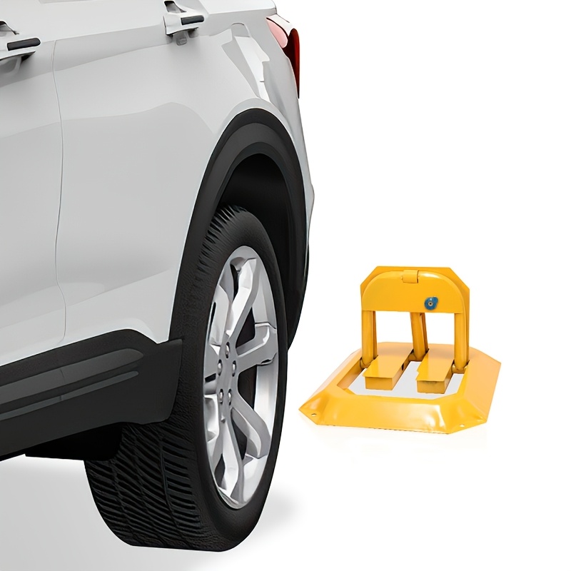 Foldable Parking Lock, With 3 Keys, Post, 55.5 X 46 X 4.5cm, Sturdy Parking Lock, , Yellow