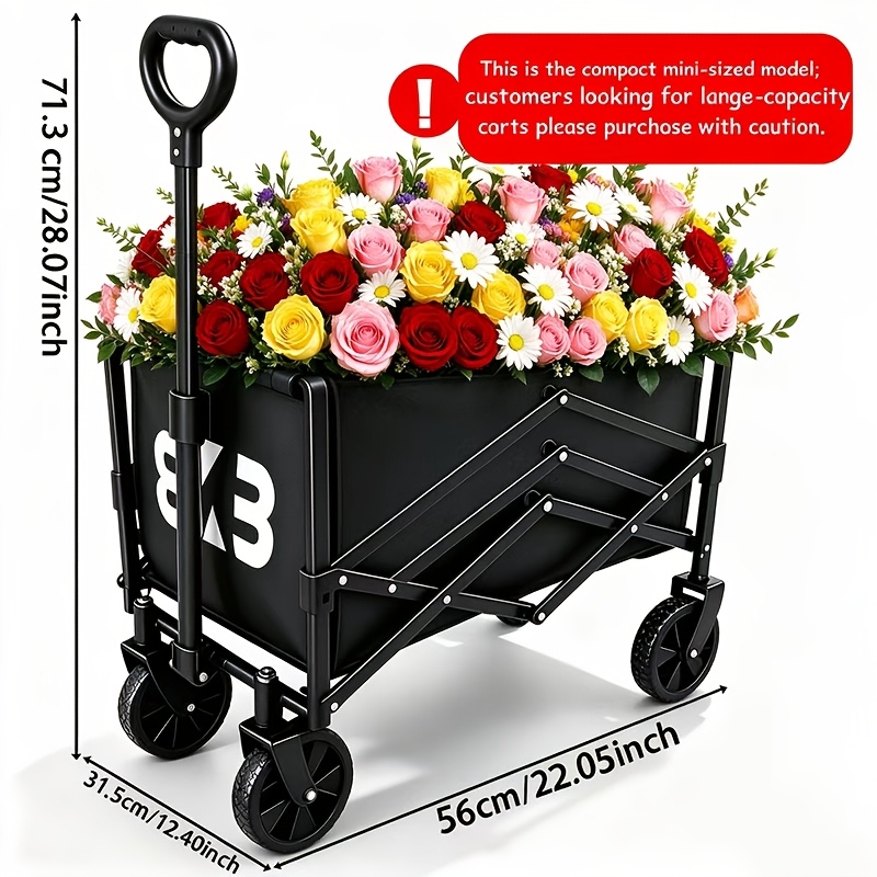TEMU This Upgraded, Foldable, Cart Features Extra-large Storage Space, Non-slip Tires, And A Sturdy Handle, Making It A Versatile Outdoor Cart Ideal