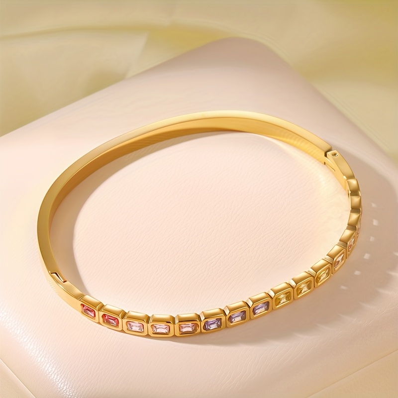 Men's Elegant Multicolor Zirconia Stainless Steel Bracelet