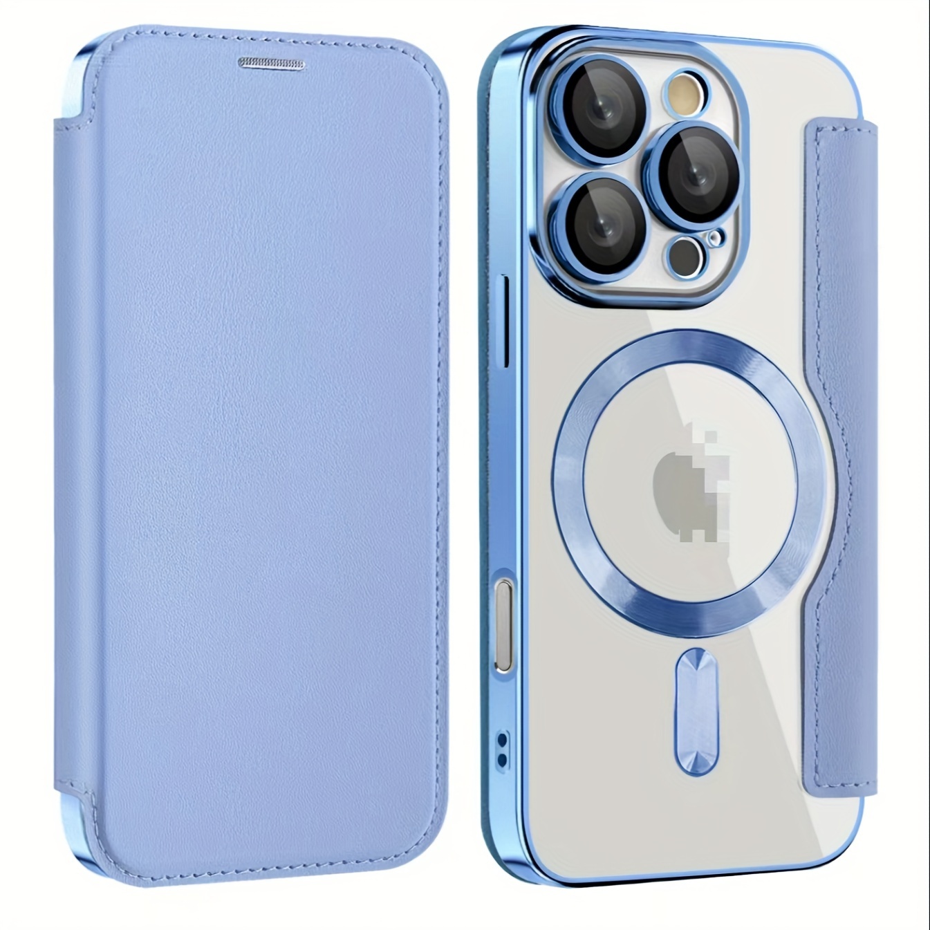 Suitable for Apple 16 Electroplated Gold Plated Shield Magnetic TPU Artificial Leather Mobile Phone Case Iphone 15 Full Cover Flip Lens Film Protective Case 16Pro 15 - Image 9