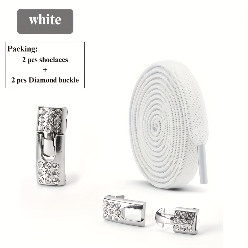 Image of 1 Pair Of 8mm Wide Gorgeous Decorative Shoelaces, Elastic No-tie Shoelaces, Includes 2 Elastic Shoelaces And 2 Buckles, Suitable For Parties , Fashion Shoelaces, Suitable For Sneakers And Casual Shoes