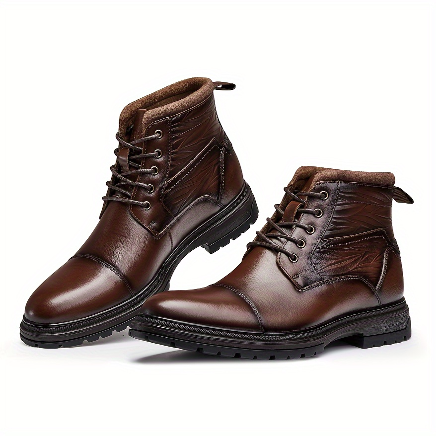 Botas De Cuero De Primera Calidad Para Hombre, Estilo Vintage De Caña Y  Puntera, Cómodos Zapatos Formales Antideslizantes Y Duraderos, Calzado De