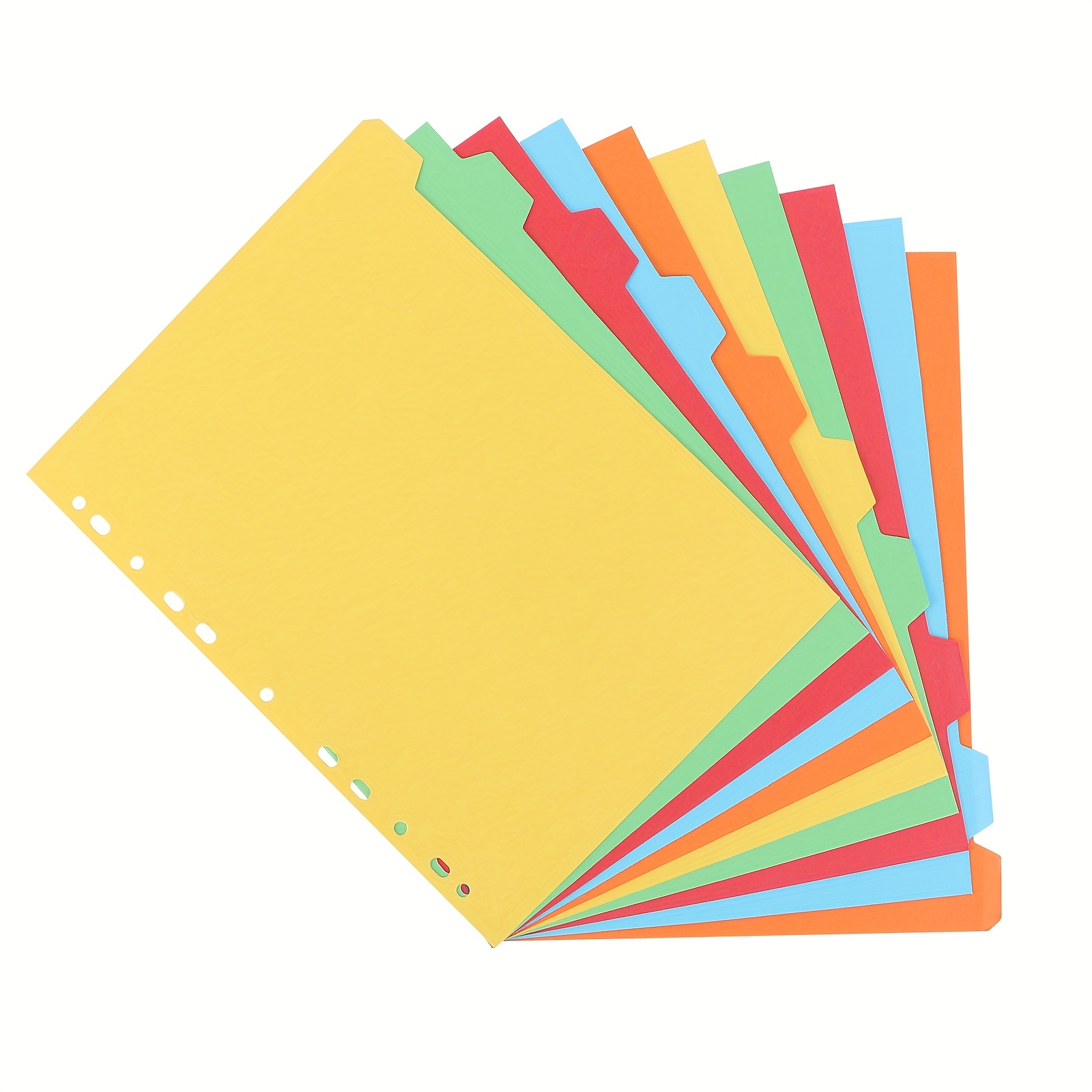   3 ring binder dividers a4 size 11 hole punch 1 10 cut tabs write on paper index divider 5 colors with tabs for 2 3 4 11 ring binders office home 0
