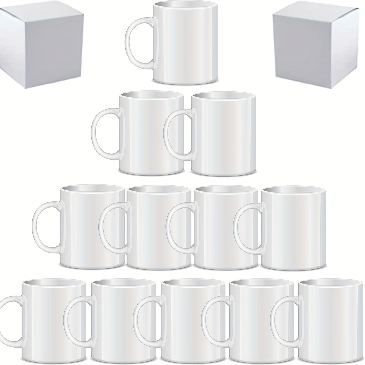 TEMU 12pcs White Mugs For Sublimation - 11oz Or 15oz Insulated Beverage Cups, Diy Projects, Holidays, And Everyday Use, Hand Wash Only, Insulated Drinkware | Classic Handle Mug | Sublimation Ready