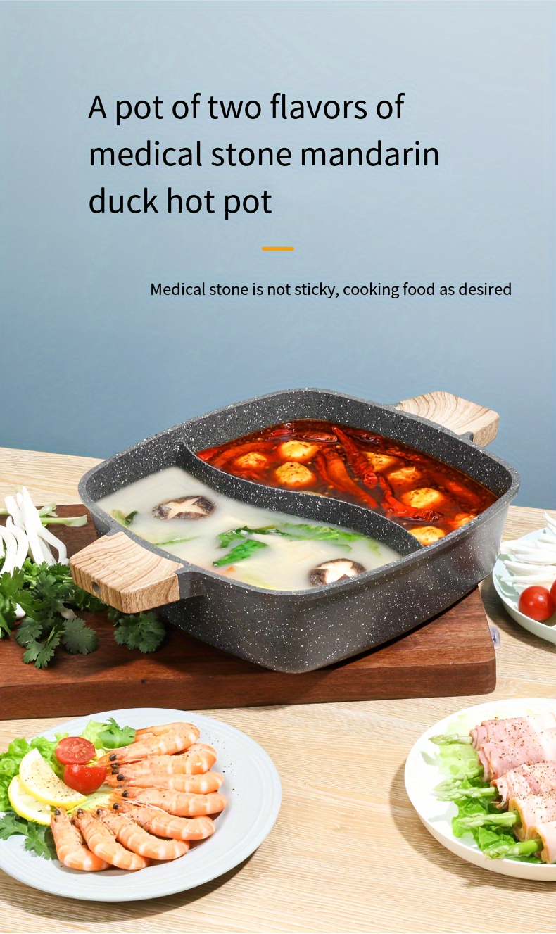 1pc thickened wheat rice stone   duck hot pot integrated non stick hot pot composite bottom household large capacity hot pot non leaking gas stove induction cooker universal cookware details 0