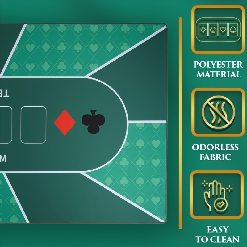 Texas Hold'em Poker Table Mat with Non-Slip Backing
