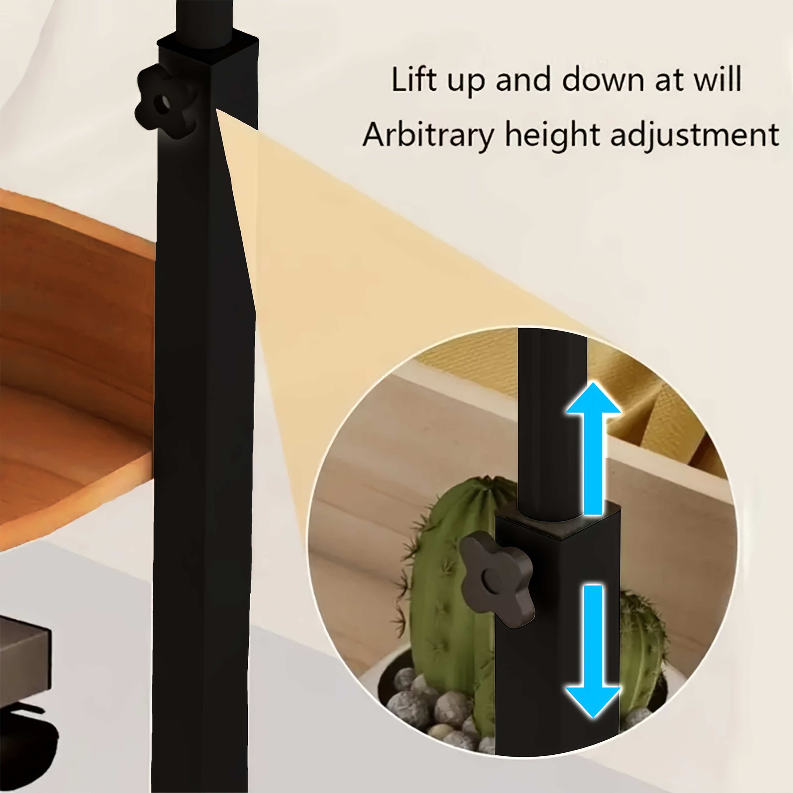 Adjustable Rolling Bedside Table with Wheels | C-Shaped Laptop Desk for Bed And Sofa, Small Mobile Overbed Table with Storage Shelves, Height Adjustable Nightstand for Home, Office And Living Room