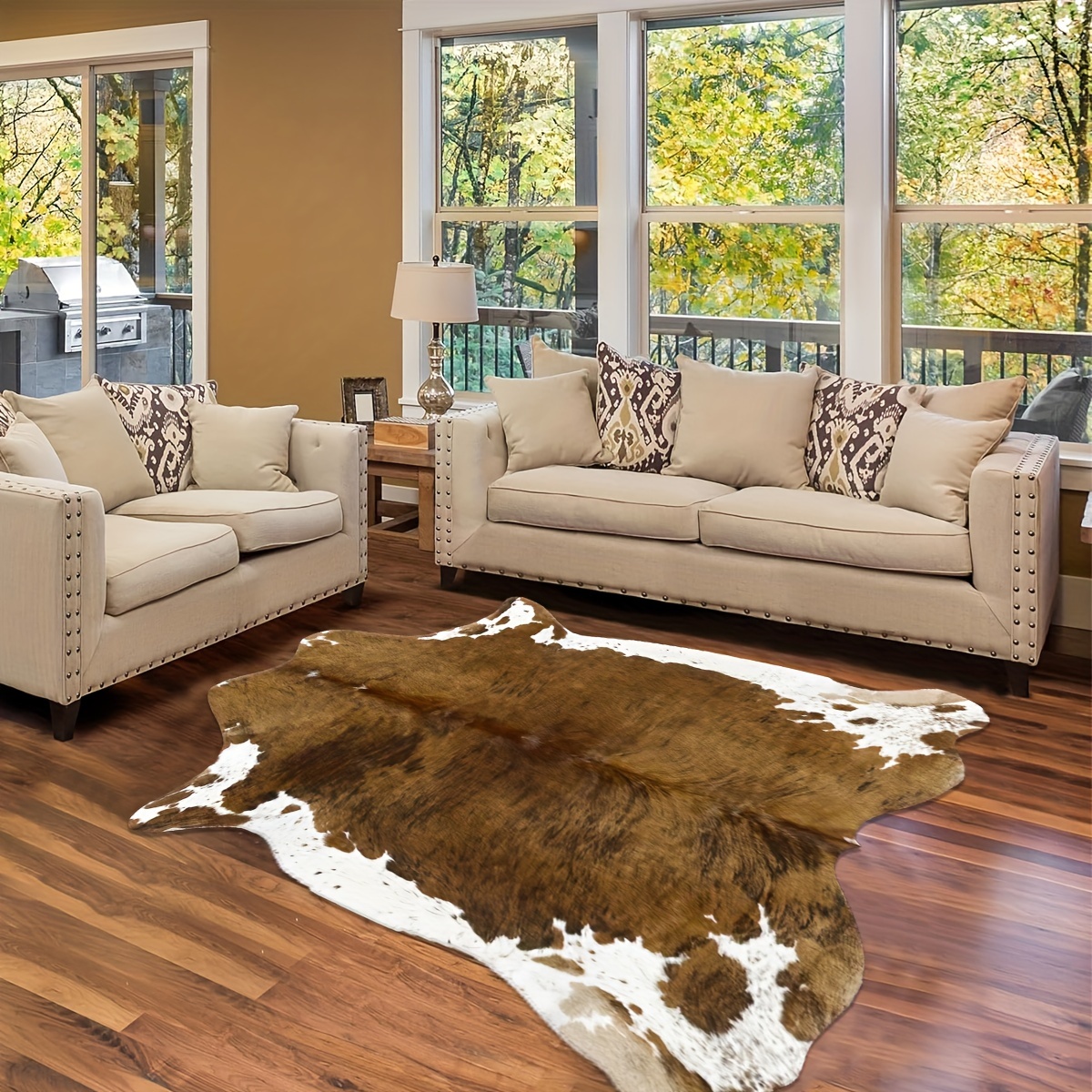 alfombra de terciopelo con base antideslizante 850g/m², estilo   impreso – diseño   en piel de vaca – ideal para dormitorio, sala, entrada exterior, cocina y decoración   – regalo elegante para sofá o   interior